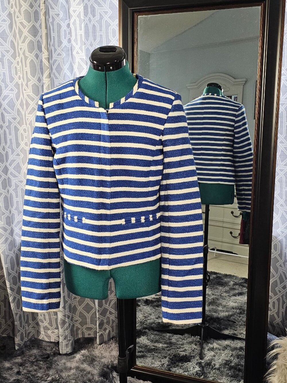 GAP Collarless Striped Zip Jacket, Size 4